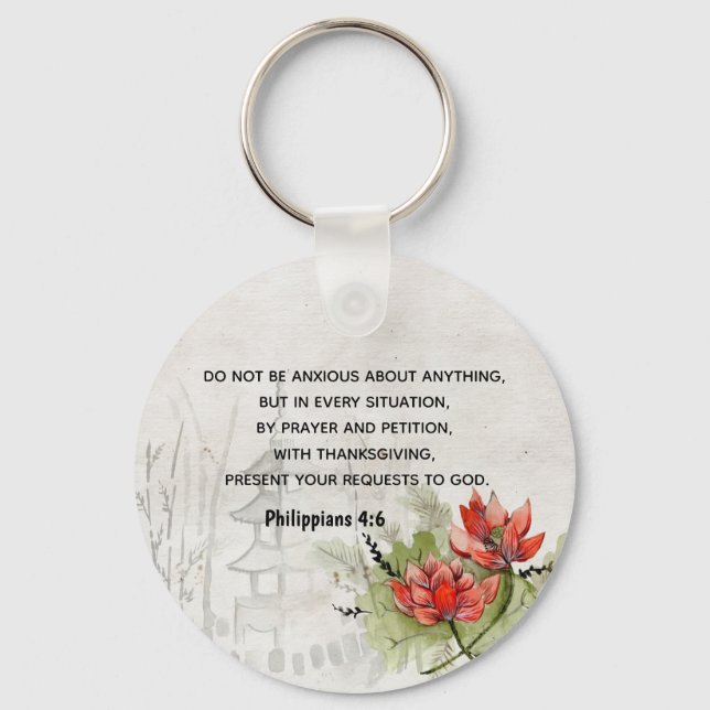 Cute Fun Inspirational Quote Button Key Ring (Front)