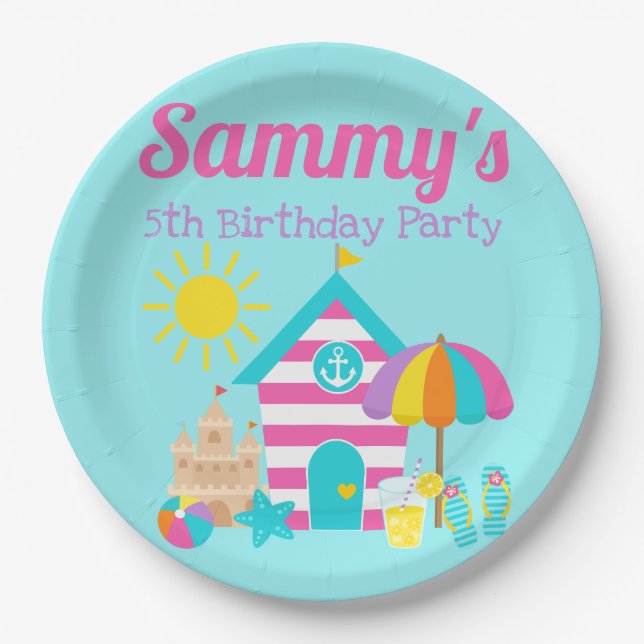 Cute Fun Kids Beach Summer Paper Plates (Front)