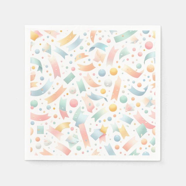 Cute Fun Kids Confetti Colorful Pastel Birthday Napkins (Front)