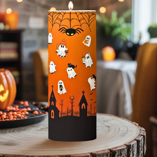 Cute Fun Kids Halloween Funny Spooky Ghosts Party Pillar Candle