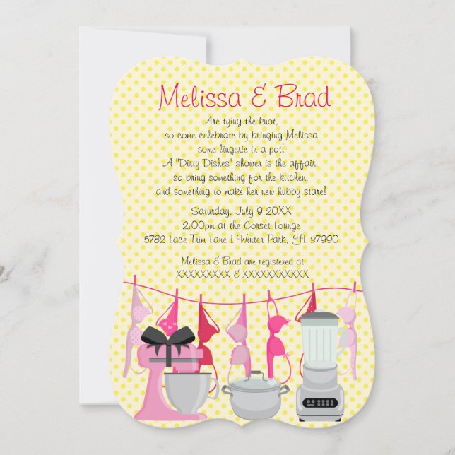 Cute Fun Kitchen Lingerie Bridal Shower Invitation (Front)