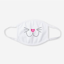 Cute Fun Kitty Cat Mouth, Nose & Whiskers White Cotton Face Mask
