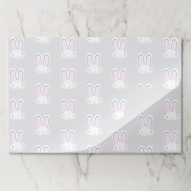Cute fun light gray Easter bunny pattern placemats (Folded)