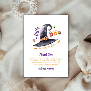 Cute Fun Little Boo Witch Hat Fall Baby Shower Thank You Card