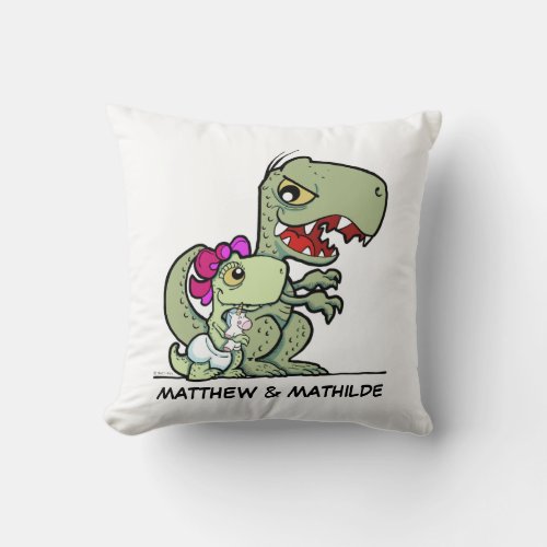 Cute Fun Little Sister T_Rex Dinosaur Name Throw Pillow
