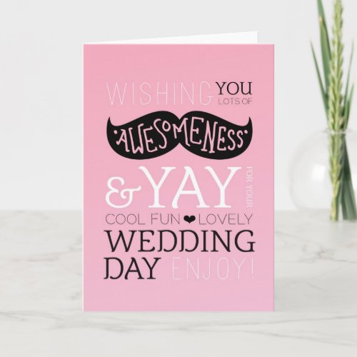 Cute fun love mustache wedding card