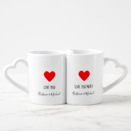 Cute Fun Love You Heart with your names Coffee Mug Set