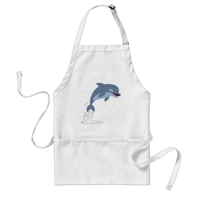 Cute Fun-Loving Cartoon Dolphin Adult Apron (Front)