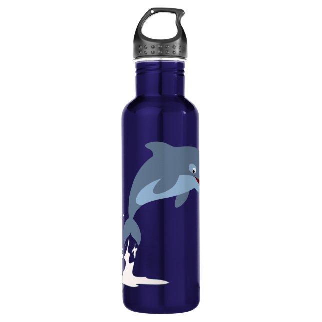 Cute Fun-Loving Cartoon Dolphin Stainless Steel Water Bottle (Front)