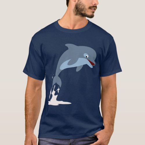 Cute Fun_Loving Cartoon Dolphin T_Shirt