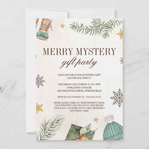 Cute Fun Merry Mystery Gift Exchange Party Invitation