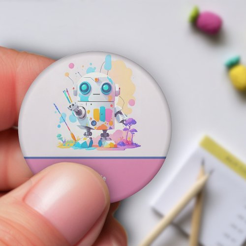 Cute  Fun Messy Robot Paint Splashes Boys Girls Eraser