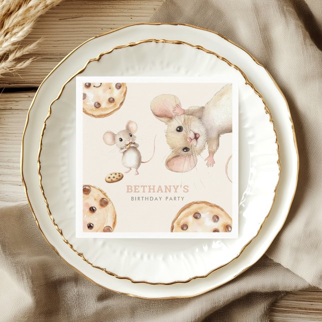 Cute Fun Mice Cookies Any Age Birthday Party Napkins (Creator Uploaded)