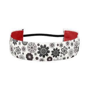     Cute Fun Modern Black and White Floral Pattern Athletic Headband
