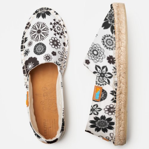     Cute Fun Modern Black and White Floral Pattern Espadrilles