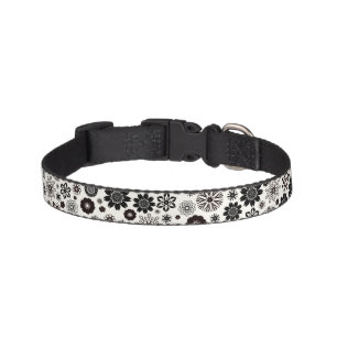     Cute Fun Modern Black and White Floral Pattern Pet Collar