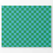 Cute Fun Modern Checkerboard Blue Green Geometric Wrapping Paper (Flat)
