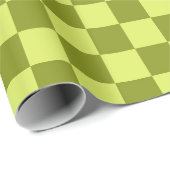 Cute Fun Modern Checkerboard Lime Olive Geometric Wrapping Paper (Roll Corner)