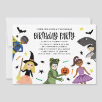 Cute Fun Modern Halloween Birthday Party Invitation