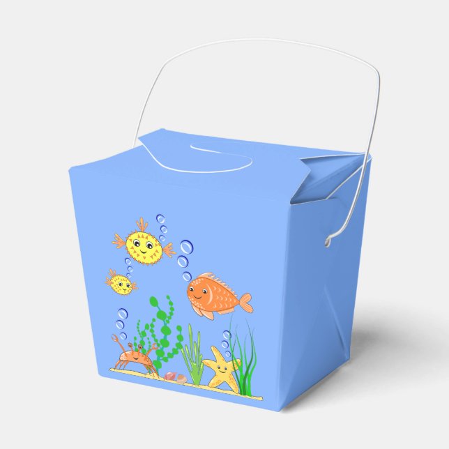 Cute & Fun Ocean Creatures Favor Box (Front Side)