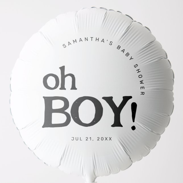 Cute Fun Oh Boy Custom Baby Shower  Balloon (Front)