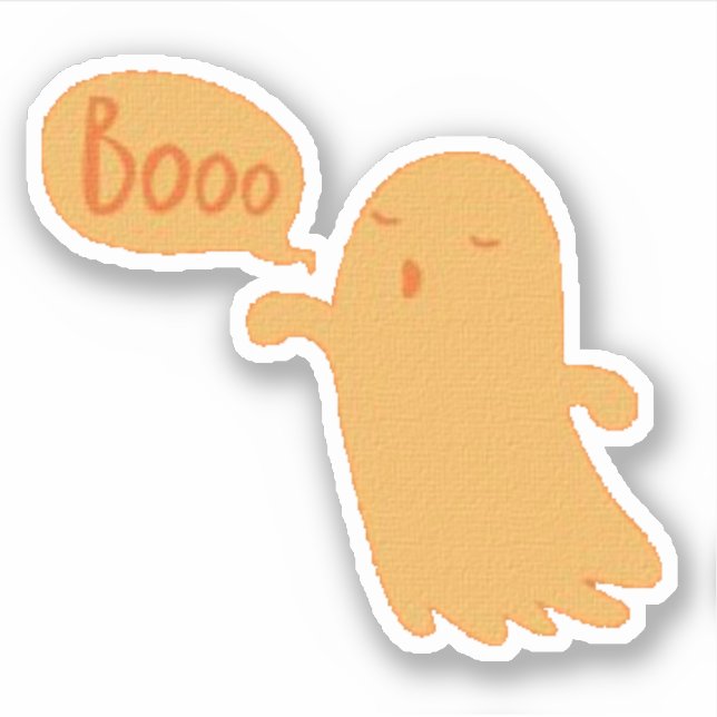 Cute Fun Orange Boo Ghost Halloween Sticker (Front)