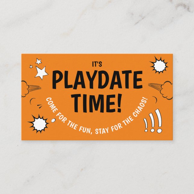 Cute Fun Orange Playdate Mom Friends Calling Business Card (Front)