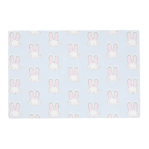 Cute fun pale blue bunnies illustration pattern placemat