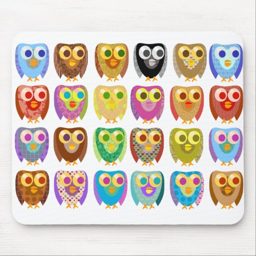 Cute Fun Patterned Owls Mouse Pad
