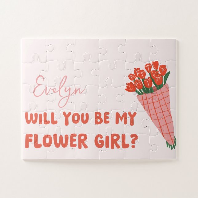 Cute, Fun, Personalized Flower Girl Proposal Jigsaw Puzzle (Horizontal)