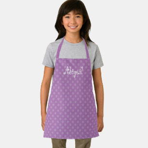 Cute Fun Personalized Lavender Polka Dot Pattern Apron