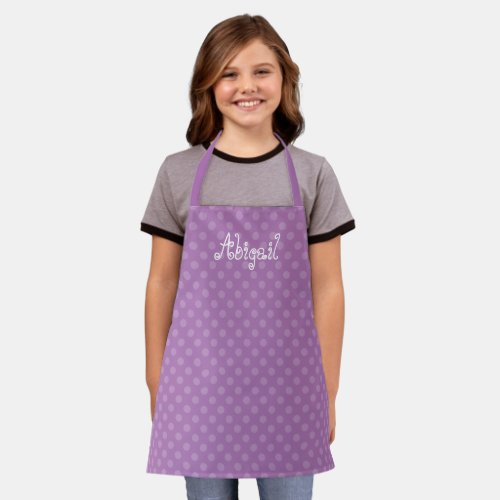 Cute Fun Personalized Lavender Polka Dot Pattern Apron