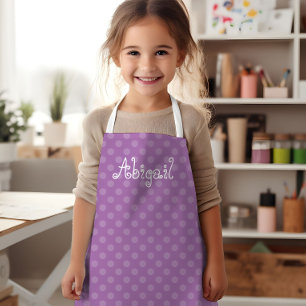 Cute Fun Personalized Lavender Polka Dot Pattern Apron