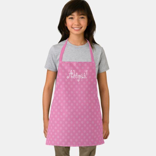 Cute Fun Personalized Pink Polka Dot Pattern Apron