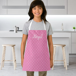 Cute Fun Personalized Pink Polka Dot Pattern Apron