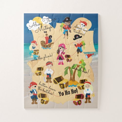Cute Fun Personalized Pirate Treasure Map Photo Jigsaw Puzzle