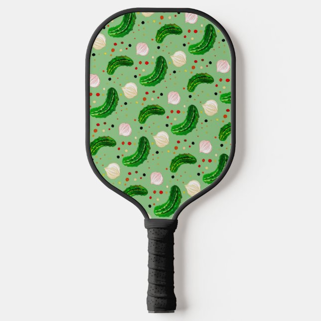  Cute Fun Pickles Cool Unique Pastel Green Pattern Pickleball Paddle (Front)