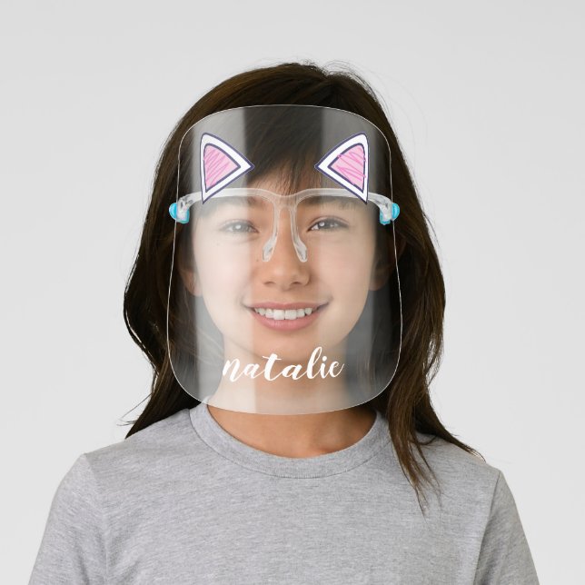 Cute Fun Pink Cat Ears Face Shield (Insitu)