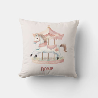Cute fun Pink Circus Carousel Child's Throw Pillow