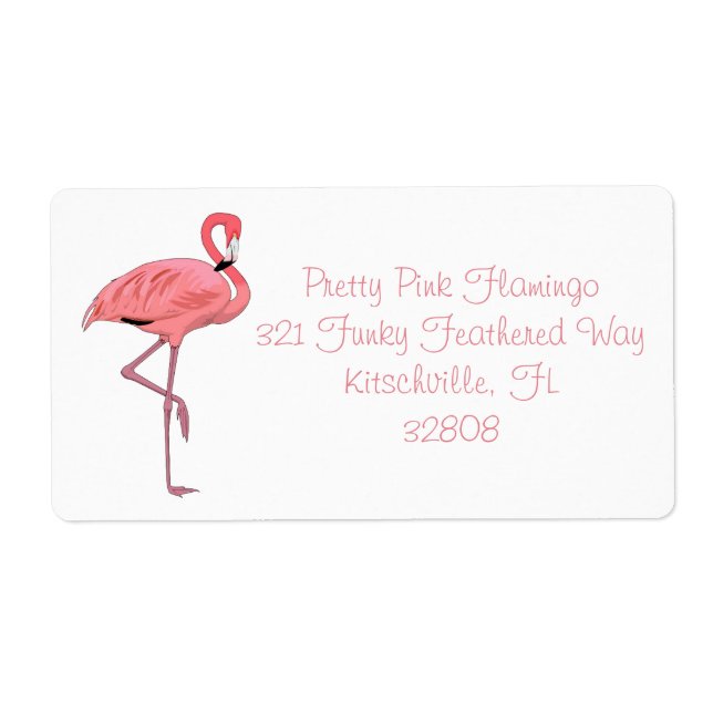 Cute Fun Pink Flamingo Label (Front)