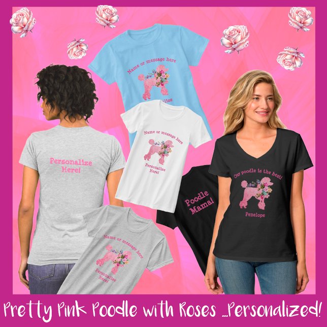 Cute Fun Pink Poodle Personalized lady's T-Shirt (Creator Uploaded)