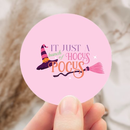 Cute Fun Pink Witch Hocus Pocus Halloween Hat  Classic Round Sticker