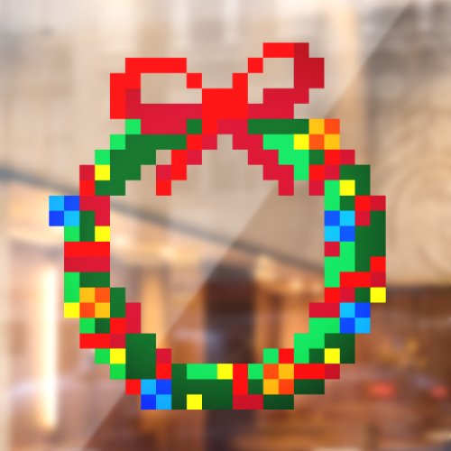 Cute Fun Pixel Art Geek 8 bit Green Advent Wreath Window Cling