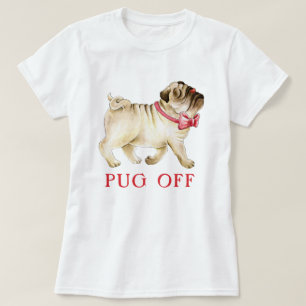 Cute fun pug off whimsy pug watercolor art t-shirt