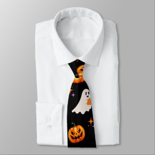 Cute Fun Pumpkin ghost bat Witch Halloween Party Neck Tie
