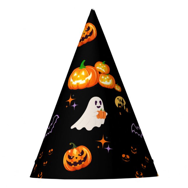 Cute Fun Pumpkin ghost bat Witch Halloween Party Party Hat (Front)