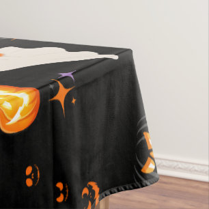 Cute Fun Pumpkin ghost bat Witch Halloween Party Tablecloth