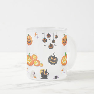 Cute Fun Pumpkin Witch Halloween Party Frosted Glass Coffee Mug