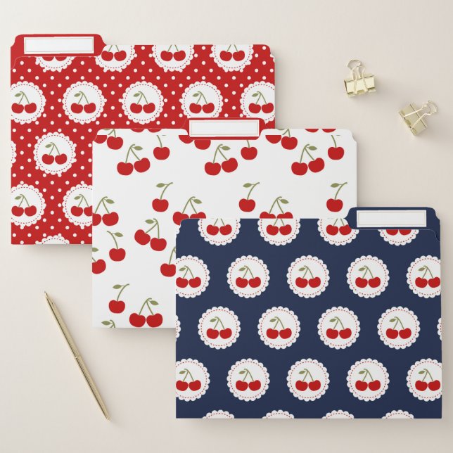 Cute Fun Red Cherries Pattern File Folder (Set)