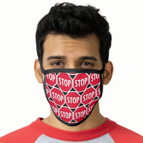 Cute Fun Red Stop Signs Pattern Face Mask